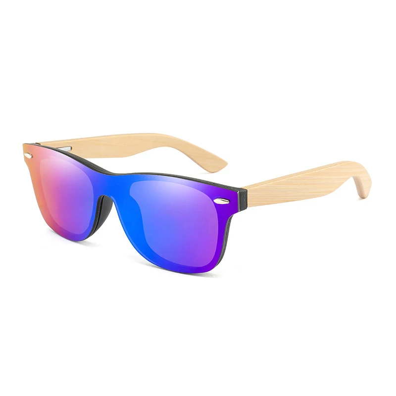TOYEARN Новые Классические винтажные Бамбуковые мужские Квадратные Солнцезащитные очки зеркальные линзы фирменный дизайн деревянные солнцезащитные очки для мужчин - Цвет линз: Green