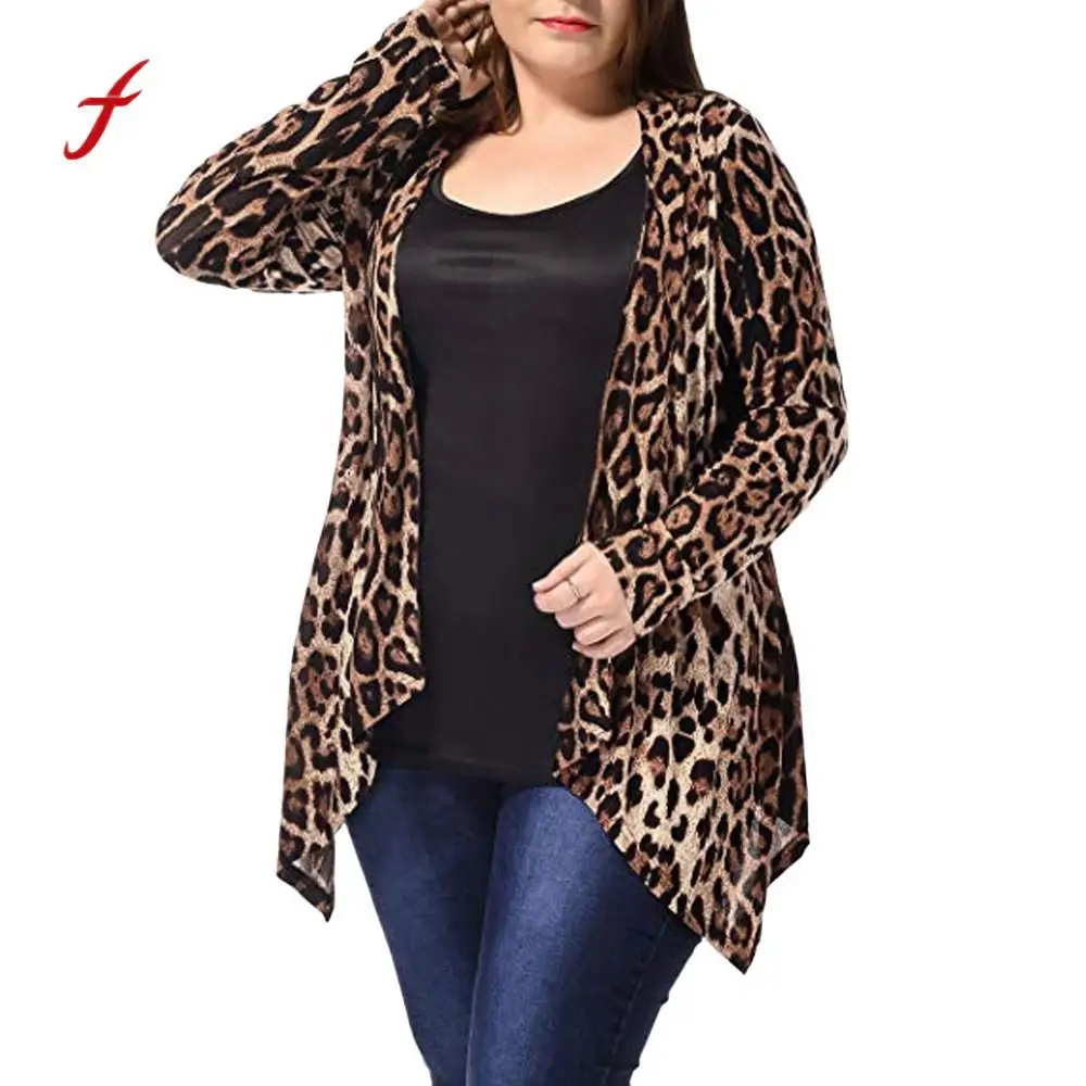 

New Luxury Faux Fur Coat Leopard Print Winter Jacket Slim Plus Size Leopard Print Asymmetric Open Front Fashion Cardigan Coat