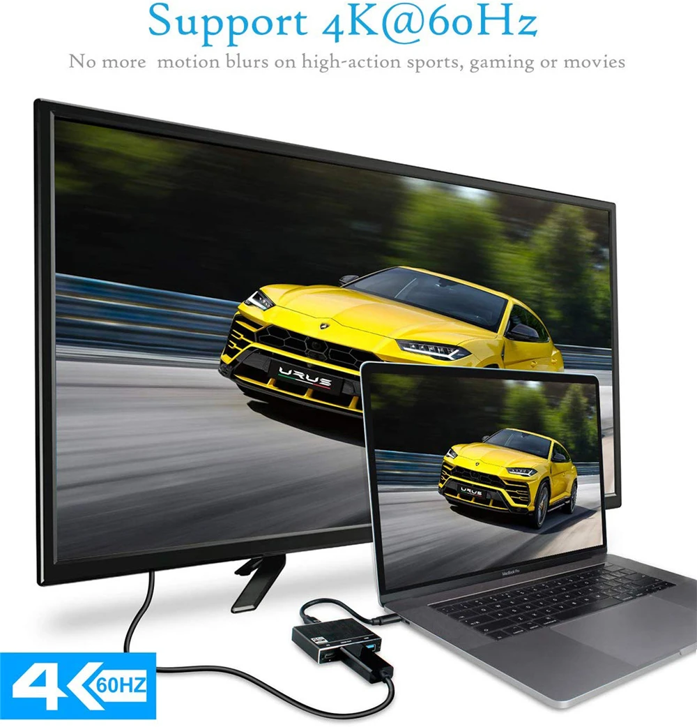 Адаптер зарядный 3 в 1 с портом USB Type C на Thunderbolt HDMI 2 0 4K 60 Гц 100 Вт|Кабели VGA| |