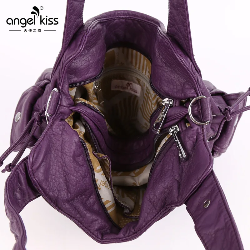 Lady Solid Washed Large Capacity Shopping Shoulder Bags Designer PU Leather Soft Hobo Handbags Luxury Ladies Bags For Women 2019