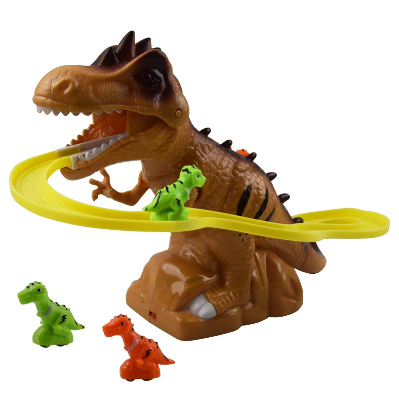 Electric Tracks Climb Stair Dinosaur Toys Glowing Dinosaurs with Sound Animals Model Toys for Kids Children Interactive Toys 