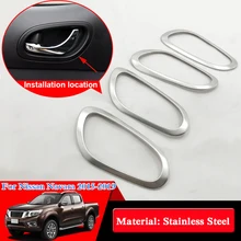 Estilo do carro de Aço Inoxidável Para A Nissan Navara NP300 D23 2015-2018 Car Dentro Maçaneta Da Porta Dentro do Frame de Porta Lantejoulas acessórios