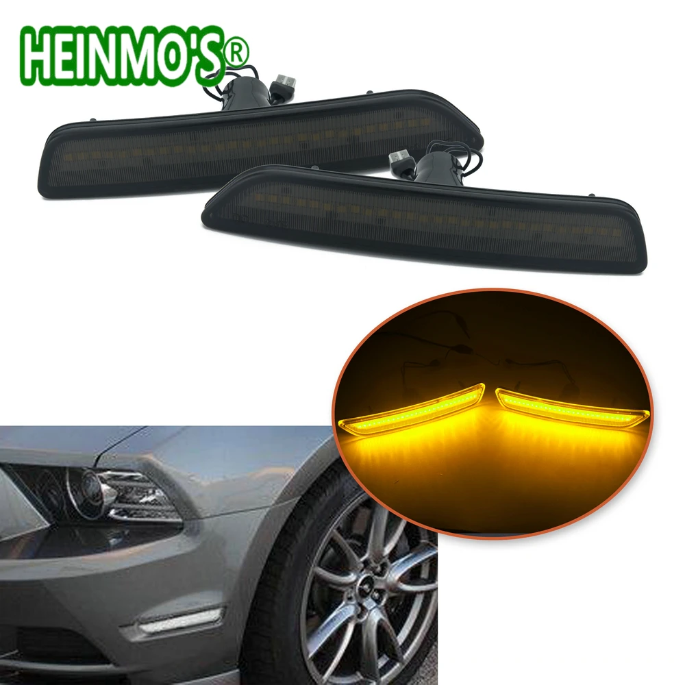 Goede Zwart Wit Lens Bumper Marker Lampen Voor Ford Mustang 2011 2012 2013 2014 Front Side SMD Amber Wit LED Verlichting