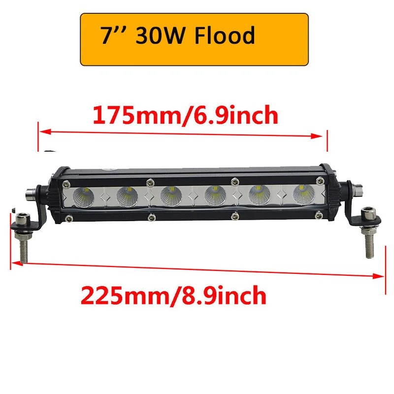 7inch Flood Auxtings тонкий светодиодный светильник Однорядный " 13" 2" 25" 3" 38" дюймов 90 Вт 120 Вт 150 Вт 180 Вт для внедорожника 4X4 внедорожный светодиодный светильник - Цвет: 7inch Flood