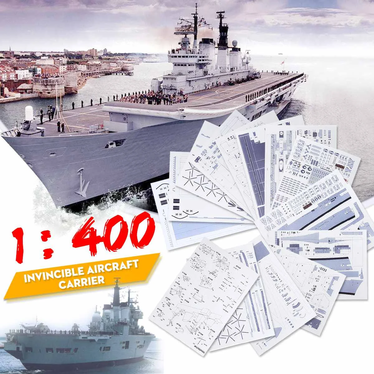 

1:400 Mini DIY 3D Military Ship Model Aircraft Carrier Ship 3D Paper Model Card Model Building Kits Handmade Art Toy Gift 52cm