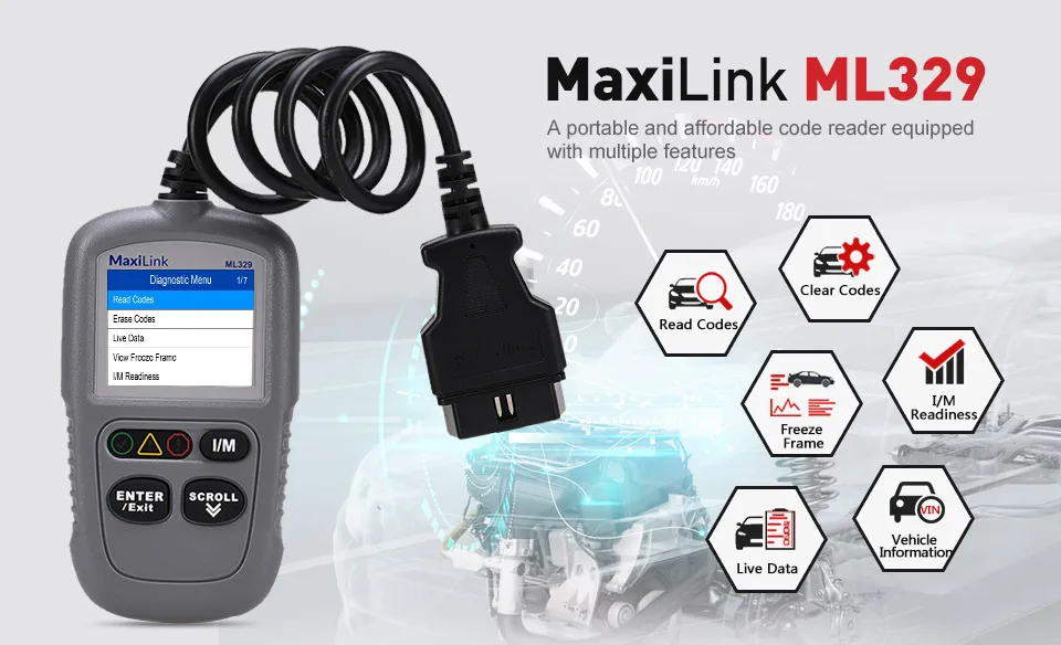 Предварительная продажа autel MaxiLink ML329 авто код читателя OBD2 сканер читать и четкий DTC Автомобильная диагностика obd-ii инструмент Автосканер PK