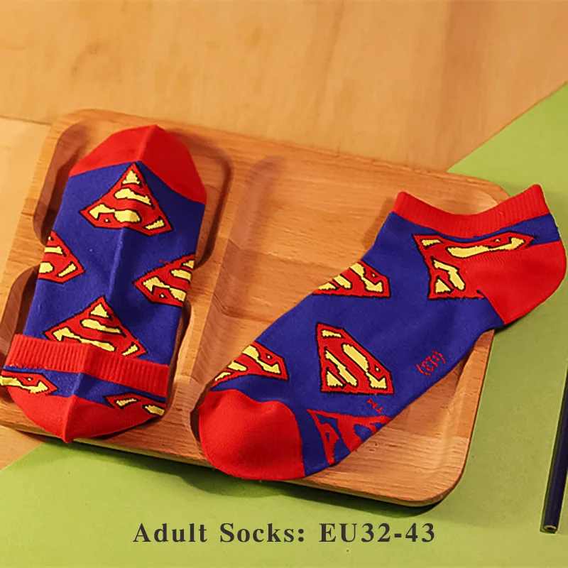 2 пары хлопчатобумажные мужские носки обувь для девочек гетры лодыжки носки MC hero серии человек паук Джокер Супермен Бэтмен Wonder Woman Flash как