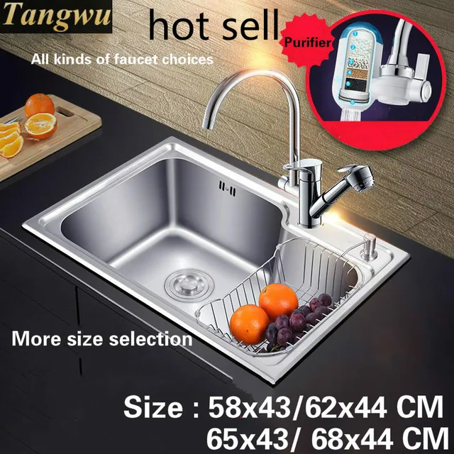 Us 236 0 50 Off Free Shipping Kitchen Sink 0 8 Mm Thick Food Grade 304 Stainless Steel Ordinary Hot Sell 58x43 62x44 65x43 68x44 Cm In Kitchen Sinks