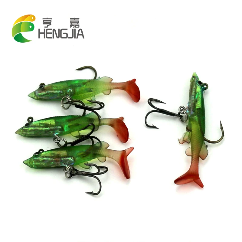 50PCS 8CM 11G Rigged fishing lures japan hooks swim baits soft Plastic shad bass fishing baits