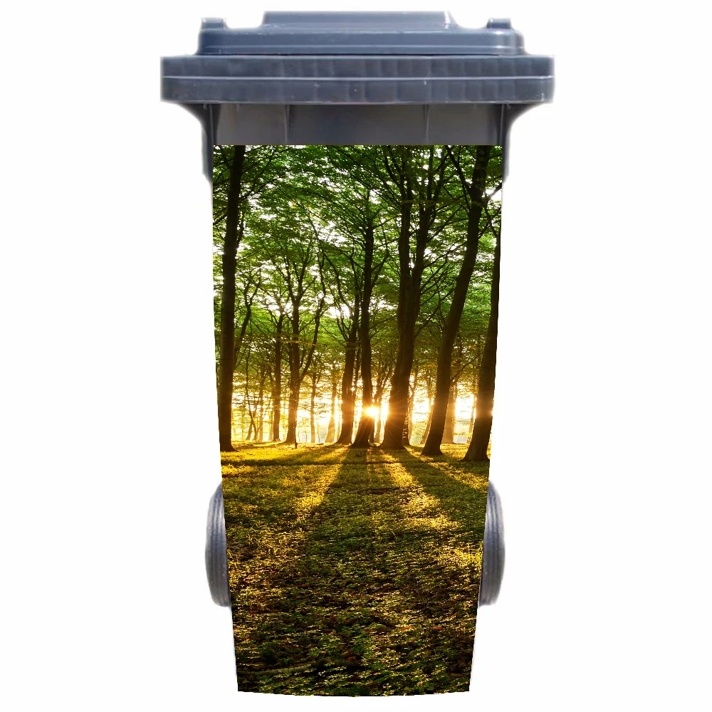 DIY современный Солнечный лес клей съемный водостойкий стикер Наклейки мусорное ведро Крышка стикер 120 литра 240 литра