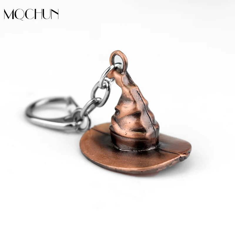 

MQCHUN Harry Keychain Magic Hat Vintage Gold Color Key Ring Metal Fashion cap Sorting Hat Key Holder car key ring Christmas Gift