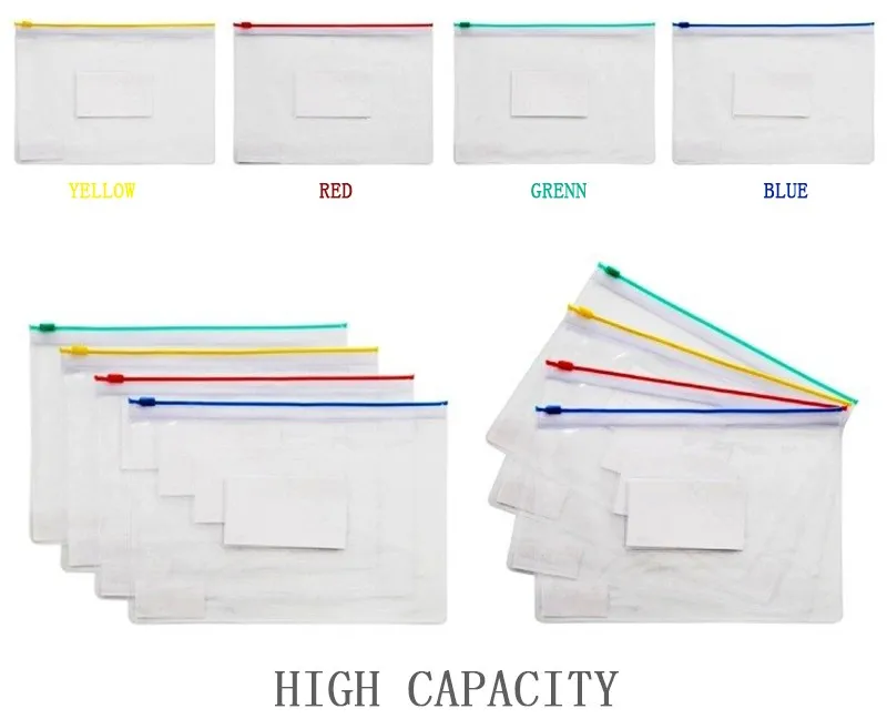 12 шт. прозрачный ПВХ сумка на молнии 175x233 мм документов A5 файл Обложка для Бизнес и школы Хранение документов Deli 5524 оптовая продажа