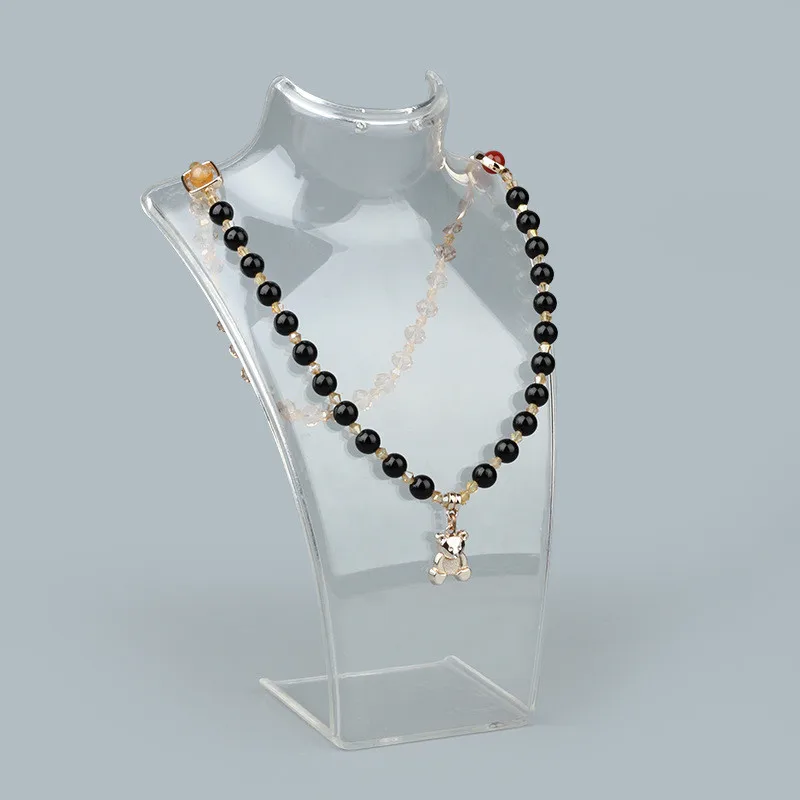 Черный/белый акриловый Ожерелье Дисплей Держатель для полки стойки, модные ювелирные изделия Размер дисплея 20,5X13 см