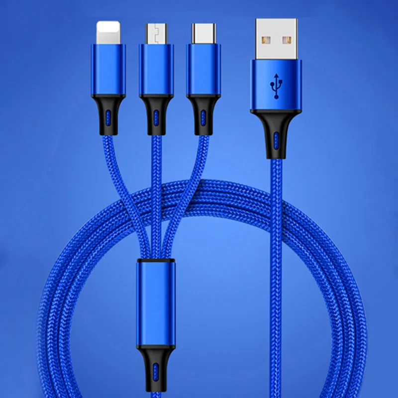 

3 in 1 USB Cable Type C 8Pin Micro USB Cable For iPhone 8 XS X 7 6 6S Plus Samsung Nokia USB Charger Charging Cord