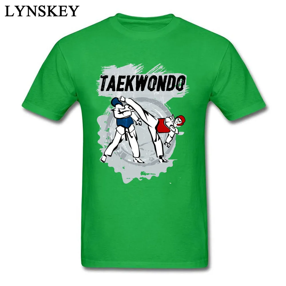 Cheap Print T Shirts Summer Fall 100% Cotton O Neck Tops Shirts Short Sleeve Street Taekwondo Head Kick Cartoon Clothing Shirt Taekwondo Head Kick Cartoon green