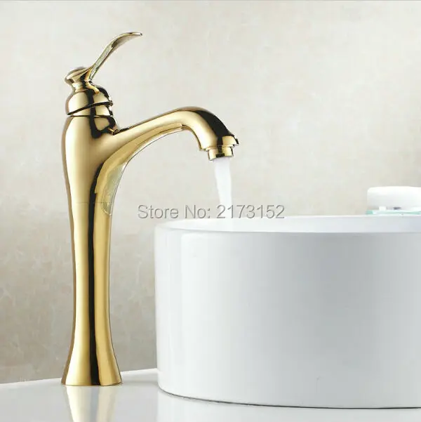 Luxury Gold Plated Bathroom Faucet Tall Moden Hot Cold Basin Sink Luxury Gold Plated Bathroom Faucet Tall Moden Hot Cold Basin Sink Mixer Tap G
