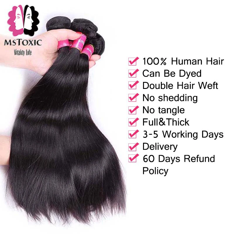 MSTOXIC Peruvian Straight Hair Bundles With Frontal Non-Remy Human Hair Bundles With Closure Lace Frontal Closure With Bundles MSTOXIC Peruvian Straight Hair Bundles With Frontal Non-Remy Human Hair Bundles With Closure Lace Frontal Closure With Bundles