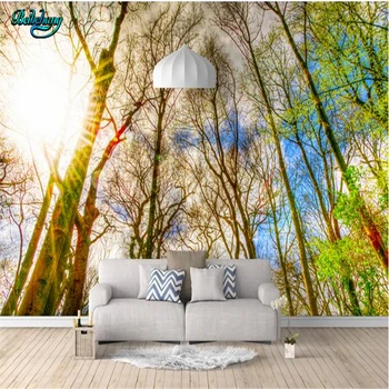 

beibehang Large Custom Wallpaper Mural 3D Green Looking Up Big Tree Landscape Ceiling Bonus Background Wall
