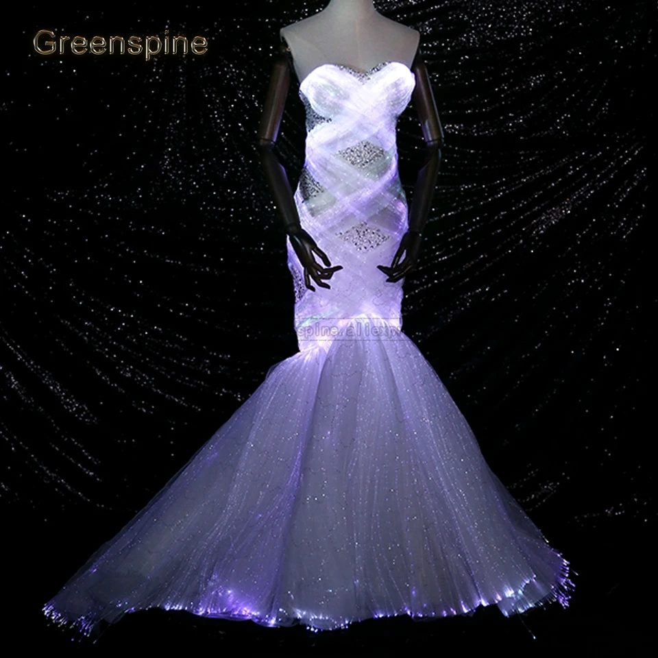 Светящееся свадебное платье Bengalas De Boda переменный цвет для модели Мода Взлетно посадочной полосы шоу Vestido de novia luminoso