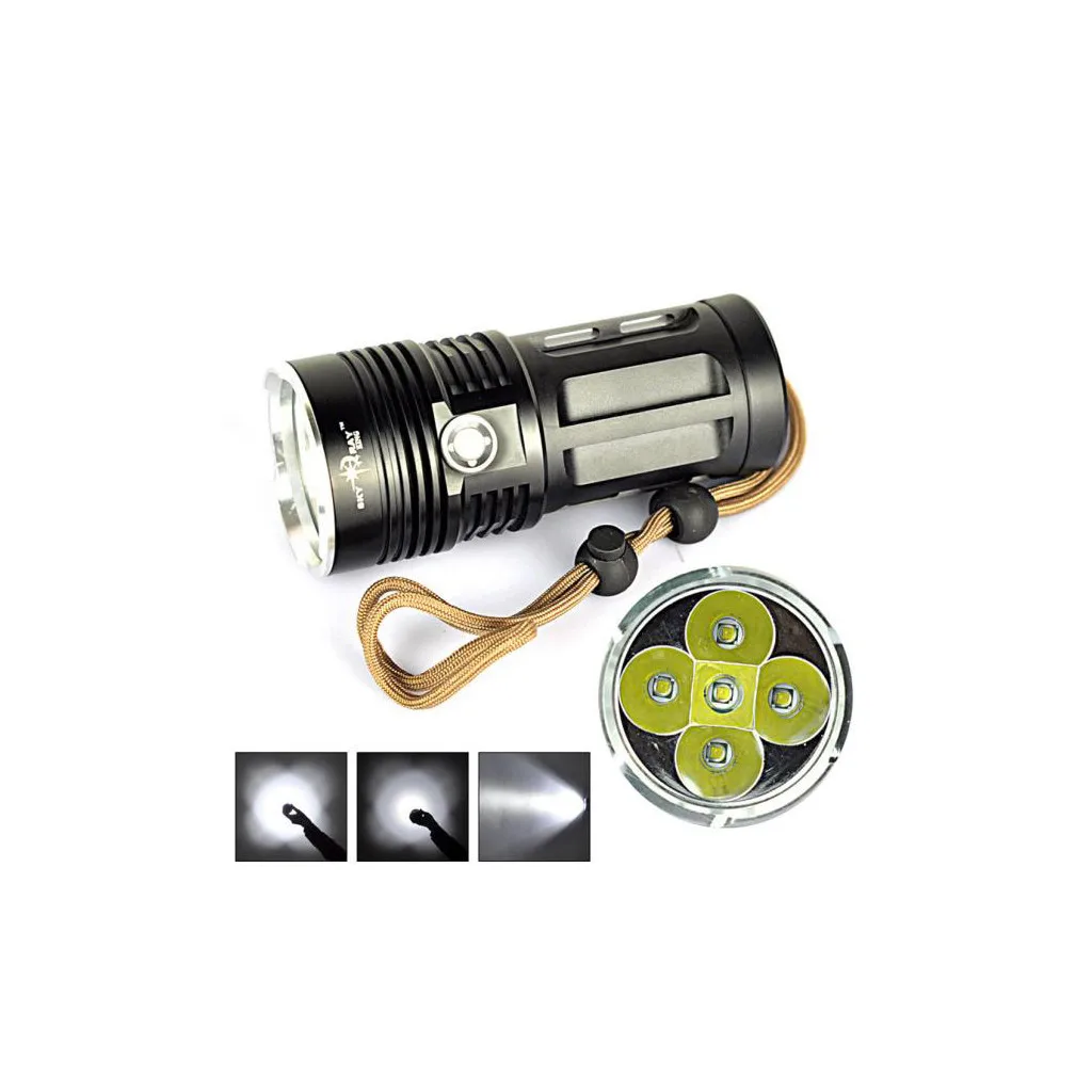 

High power Flashlight 8000 LM 6T6 5x XM-L T6 LED Torch Lamp 3 Modes 18650 Battery Outdoor Camping Powerful Led Flashlight