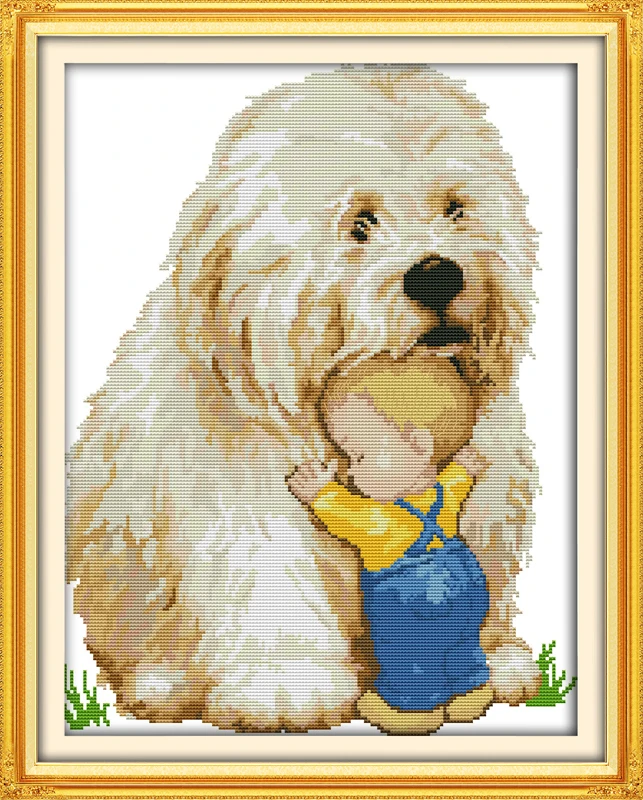 

Dog & Baby Cross Stitch Kits Embroidery Needlework Kit Printed Canvas DMC Counted printed Cross-stitch set DIY Home Decor