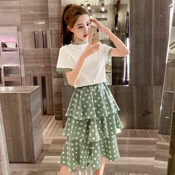 

girls clothing set summer t-shirt +long skirt 2019 2 pieces kids outfits children clothes girl