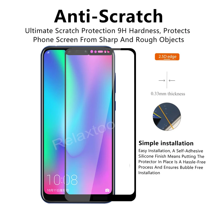 Защитное стекло для экрана honor 8c 8 lite закаленное Huawei 8x c8 x8 c x light|Защитные стёкла и