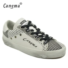 CANGMA/ стиль; Женская обувь в полоску; цвет черный, белый; обувь на плоской подошве с рисунком зебры; кроссовки из натуральной кожи; женская обувь; большие размеры