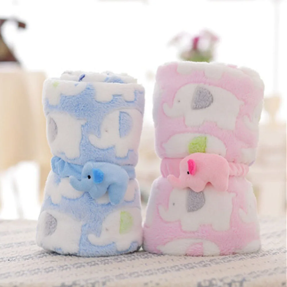 

Multi-function coral fleece elephant printing blankets air conditioning blanket baby blanket Cape rolls carpet