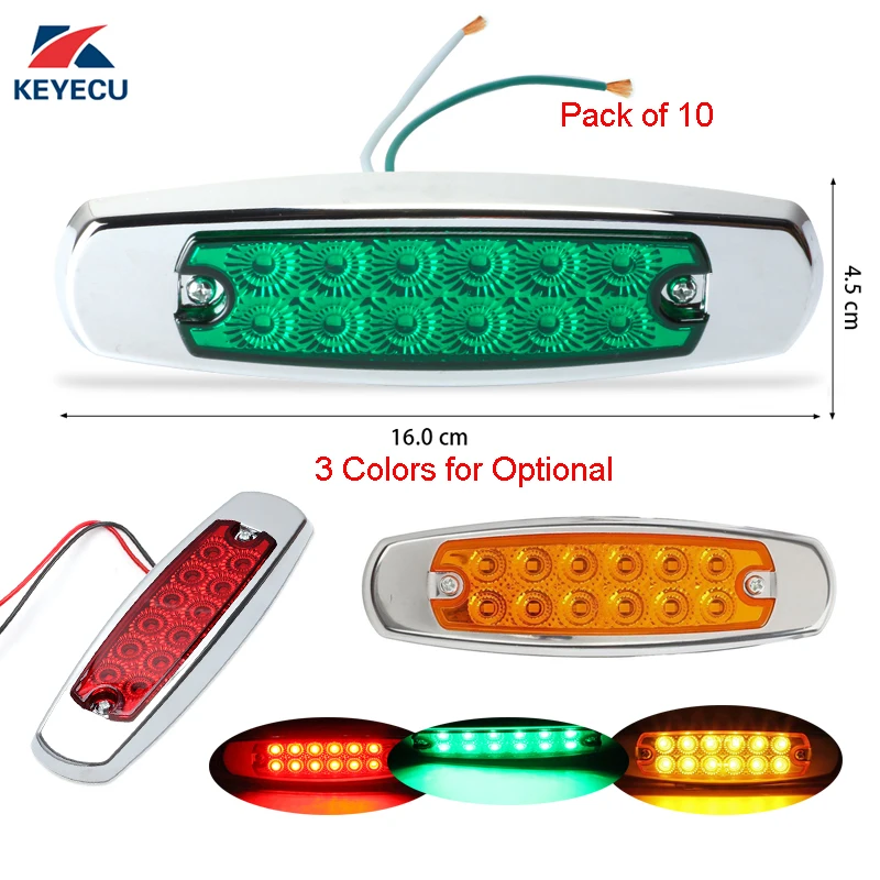 KEYECU 10X 12LED герметичный боковые габаритные задний стоп-сигнал для прицепа светильник рыбы Форма грузовик с прицепом 12/24V& Матовый Нержавеющая сталь