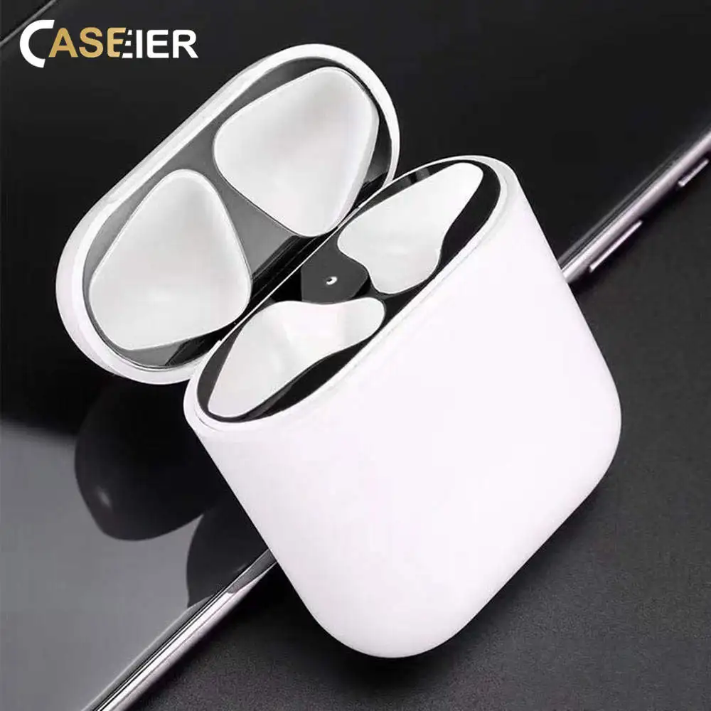 CASEIER Wired Models Dustproof Stickers For Airpods 1 2 Sticker Metal Skin Bluetooth Earphone Dust Stickers For Airpods 2 1