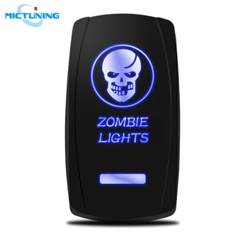 

MICTUNING 5 Pin Black Exclusive Waterproof SPST Toggle Switch W/ Blue On-Off Laser Zombie Lights Symbol Rocker Motorcycle Switch