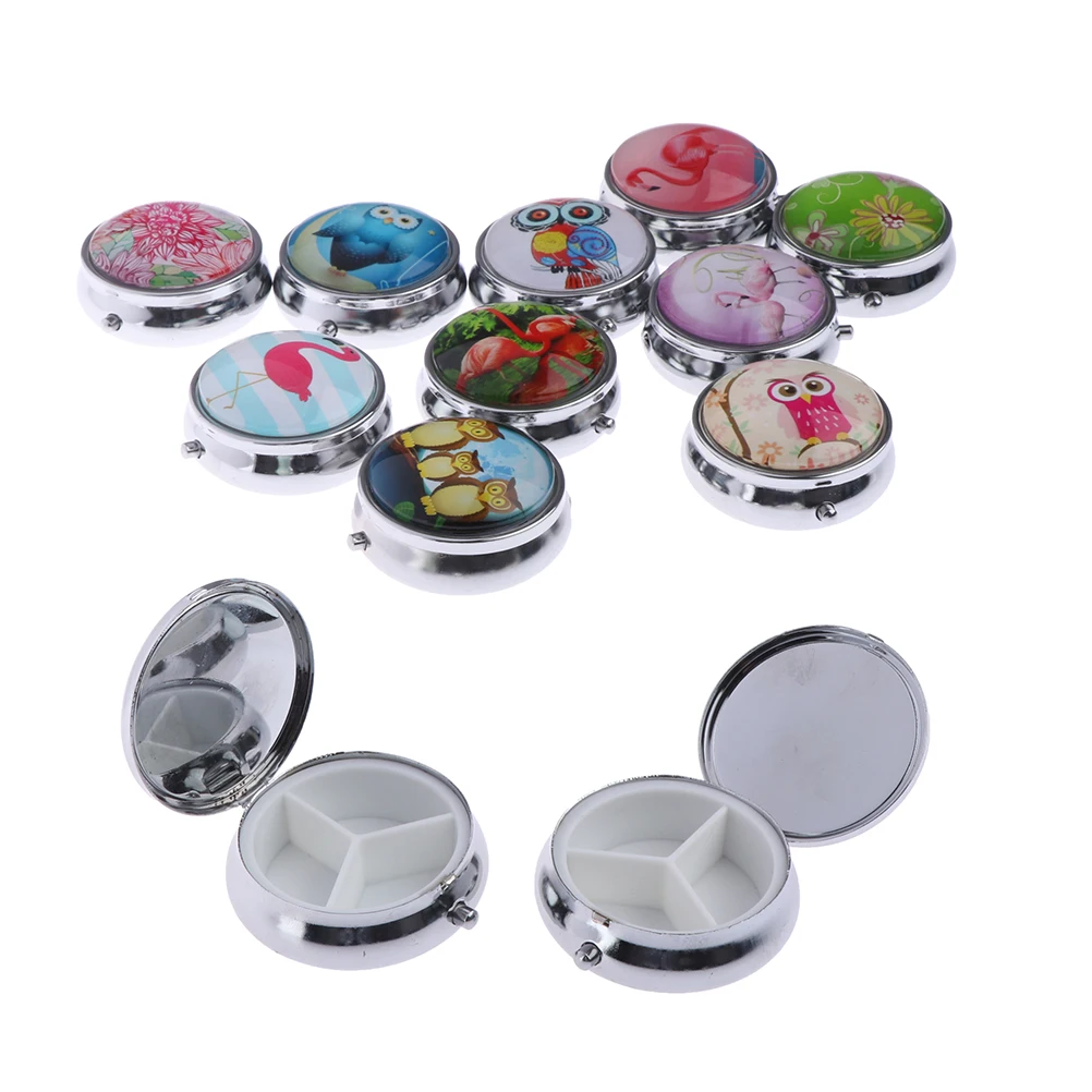 1PC Metal Folding Medicine Organizer Portable Pill Box Makeup Storage Container Folding Pill Case Metal Pill Cutter Random