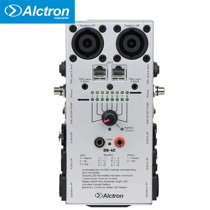 Alctron DB-4C мульти тестер аудио кабеля TRS XLR RCA аудио сетевой кабель детектор Тест для сцены Запись студии