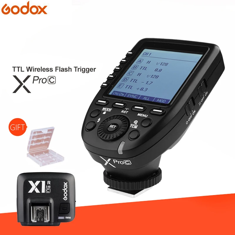 Godox XPro-C E-TTL 2,4G Беспроводная Высокоскоростная синхронизация X СИСТЕМА триггер+ приемник Godox X1R-C для камер Canon EOS