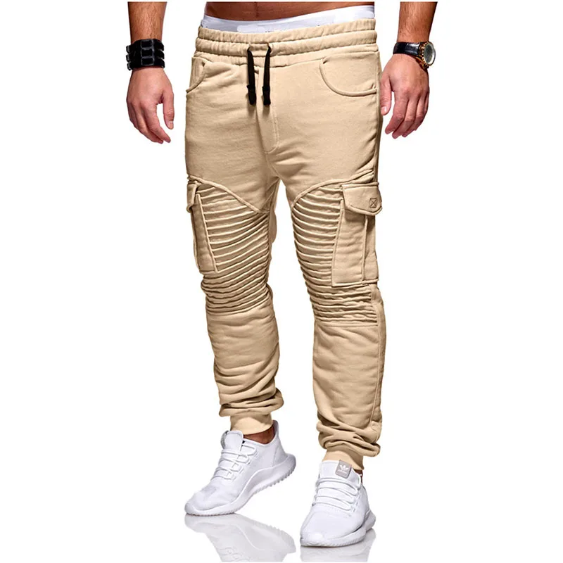 

Fold Khaki Black Cargo Pants Mens Cotton Military Multi-pockets Causal Hip Hop Pants For Men Fashion Summer Slim Fit Trousers