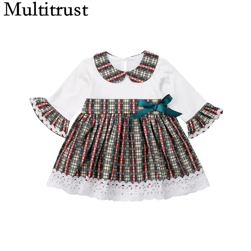 Коллекция года, многоцветные Брендовые платья в клетку для маленьких девочек, нарядное платье для принцессы, платье с короткими рукавами кружевное платье-пачка, сарафан платья в стиле пэчворк