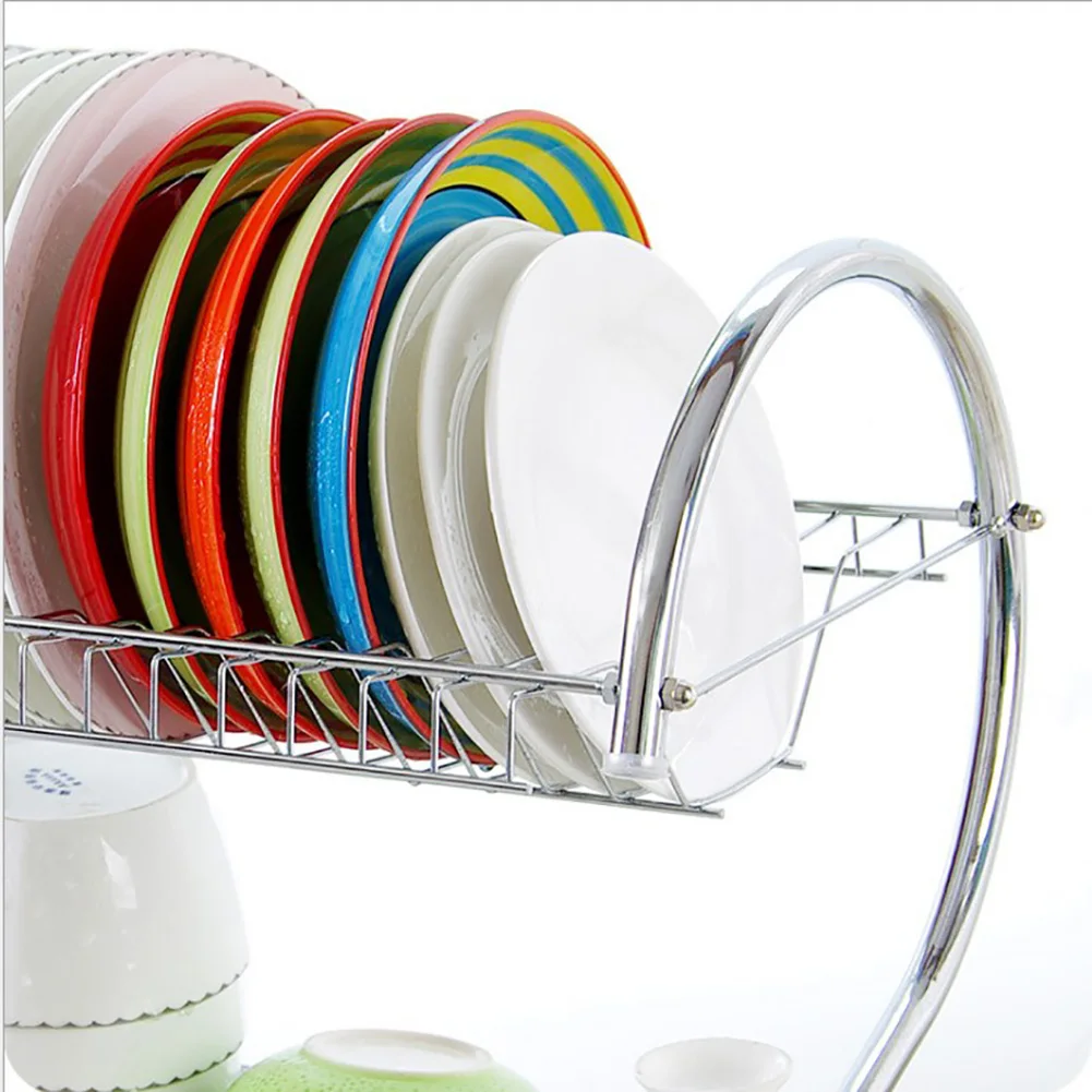 Новая удобная домашняя стойка из нержавеющей стали для сушки посуды двойная дуршлаг кухонная стойка для хранения сушки посуды