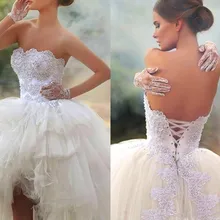 Винтажные Короткие свадебные платья без бретелек с кружевом и бусинами, корсет на спине, Vestido De Novia, свадебные платья