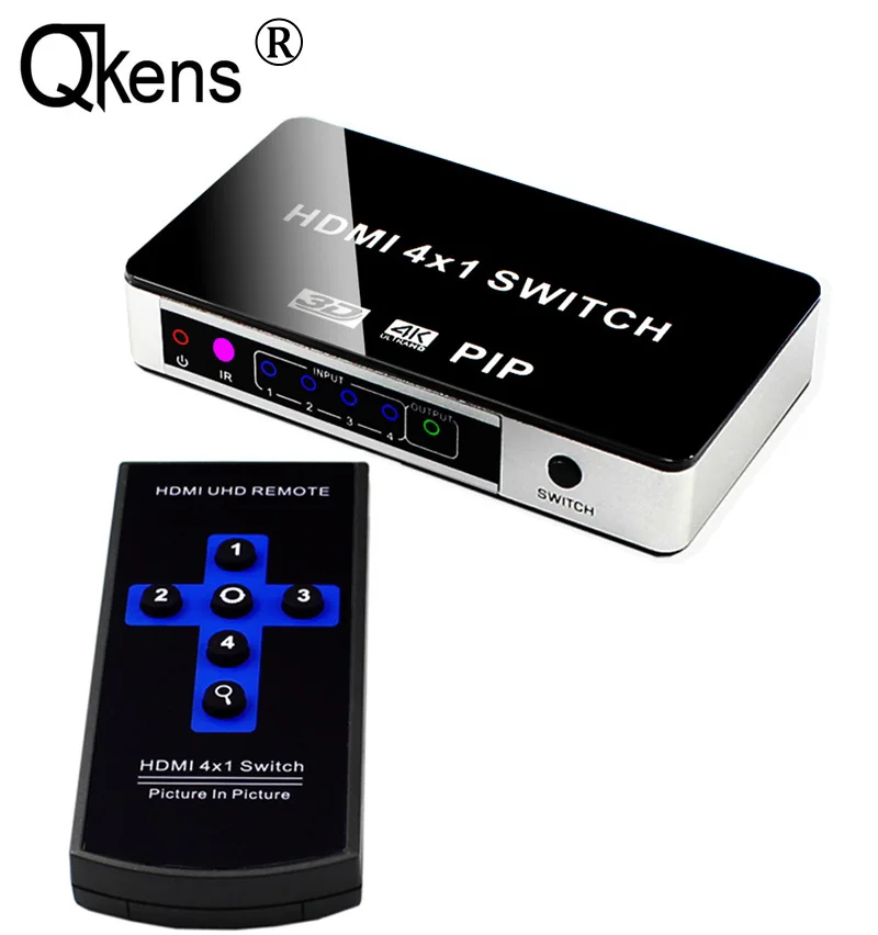 

4K HDMI Switch 4x1 HDMI PIP Video Switcher 4Kx2K@30Hz With IR Remote and Power Adapter 4 Port Switch For Apple TV PS4 4 in 1 out