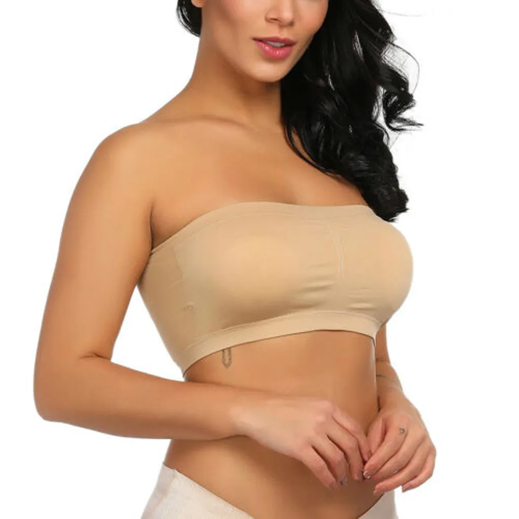 

JAYCOSIN Double Layer Women Plus Size Strapless Bra Tube Top Bandeau Removable Padded Top Stretchy Underwear Sexy Ladies MAY27