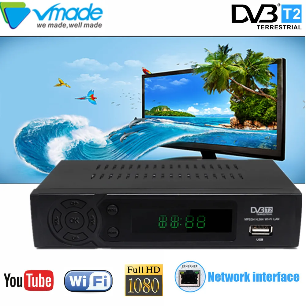 

Vmade HD 1080P DVB-T2 Terrestrial Receiver H.264 MPEG 2/4 Tape network interface TV Tuner DVB T2-8939 support youtube dvb tv box