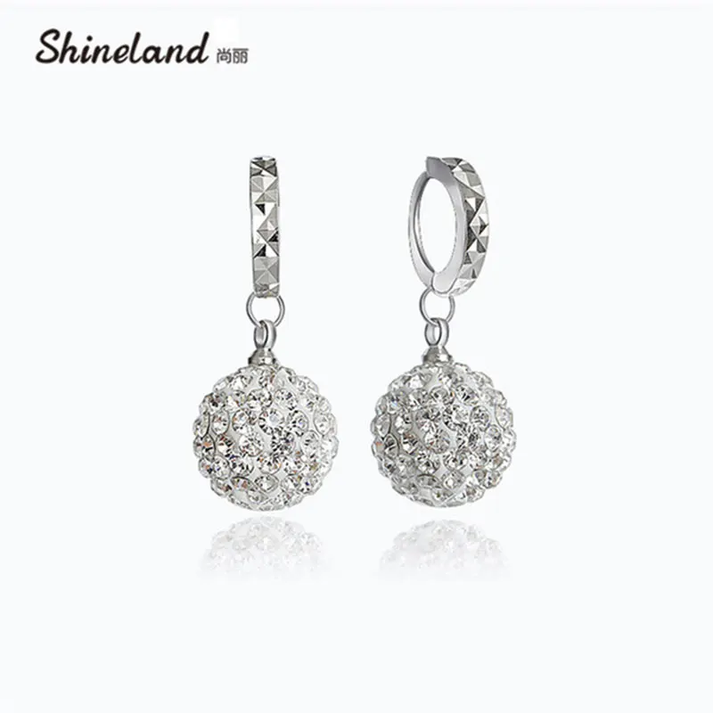 Shineland брендовые модные серьги 2018 пирсинг Bijoux микро диско шар глина CZ кристалл для
