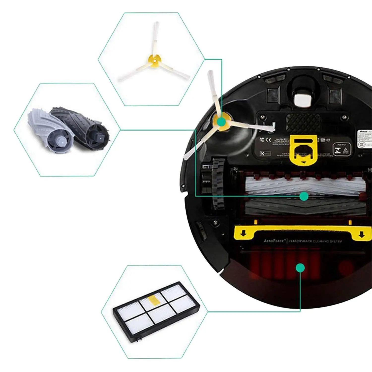 Мусор экстракторы + фильтры сбоку расчёски для волос комплект замены Запчасти Набор iRobot Roomba 800 900 пылесос Series