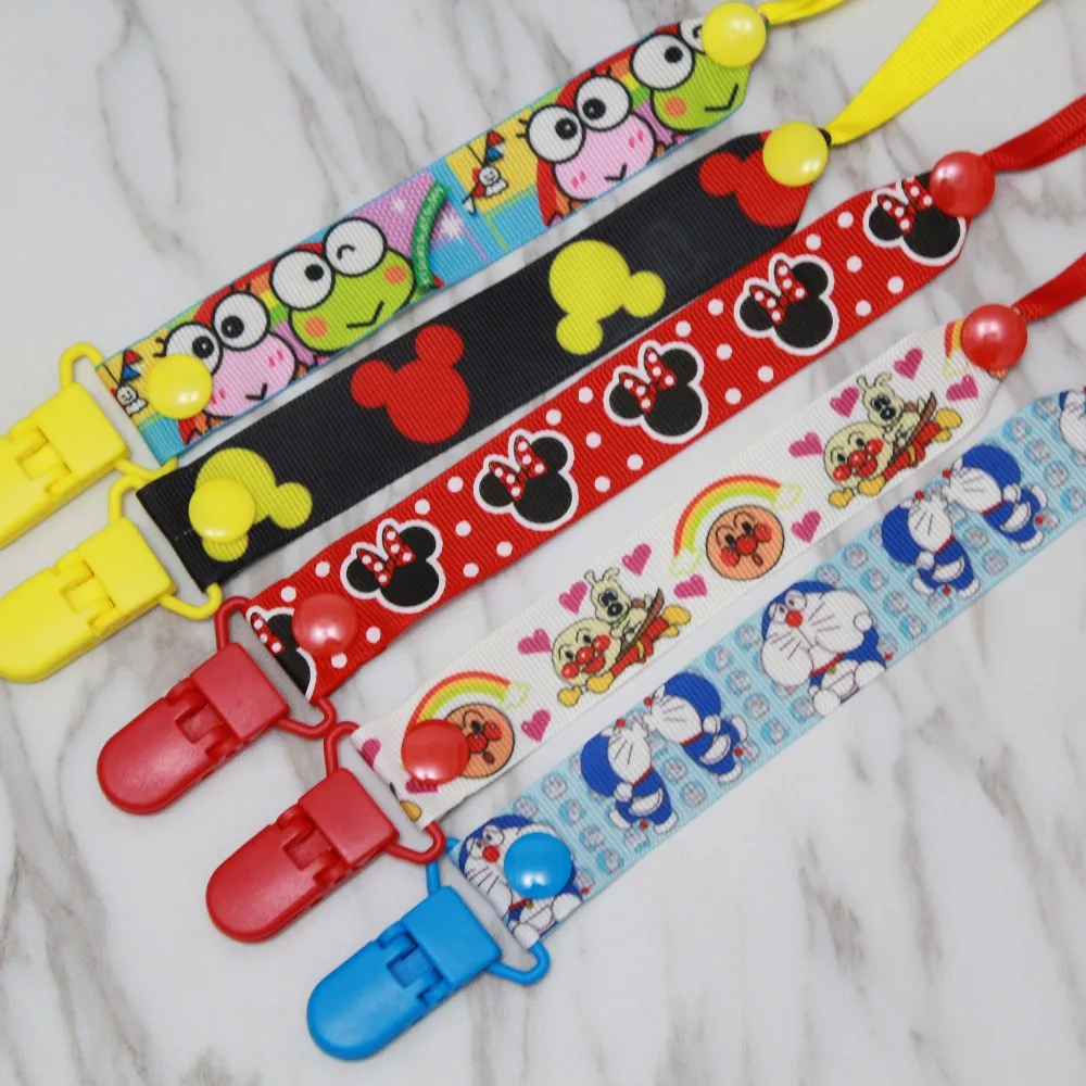 

Small Hole Pacifier Clips Cartoon Baby Pacifier Chain Ribbon Feeding Toy Chains Kids Soother Nipple Strap Holder Clip G0177