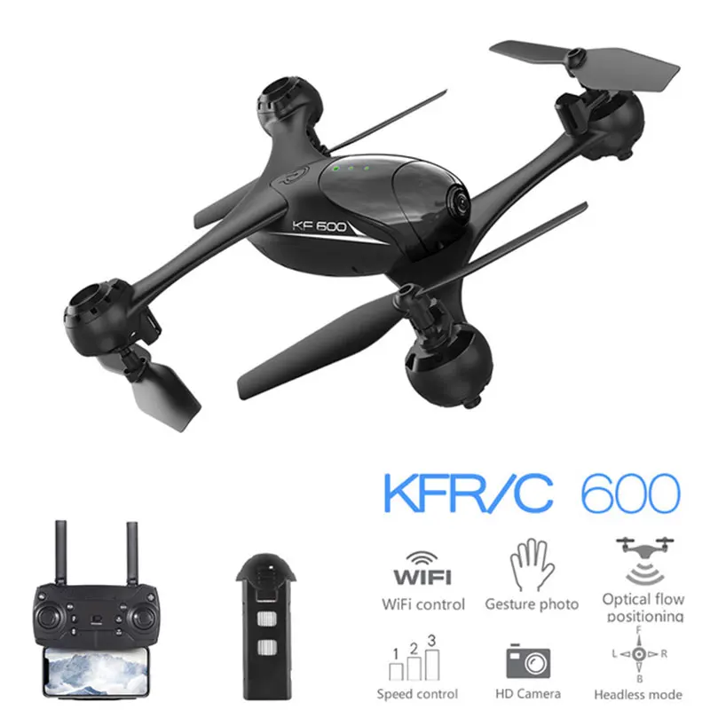 

Dual Cameras Drone HD FPV Optical Flow Drone Multicopter Gesture Selfie Shot 720P Drones One Key Landing WIFI 2.4Ghz KF600