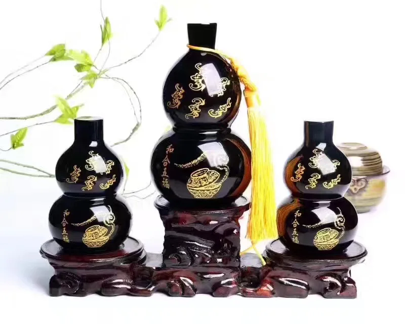 

Natural fortune. To ward off bad luck. Obsidian Shi Wufu gourd combination. Furnishing articles