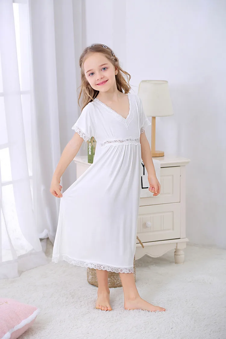 Весеннее детское платье принцессы; одежда для маленьких девочек; Ночная рубашка в винтажном стиле; ночная рубашка с v-образным вырезом; детская одежда для сна; Y560