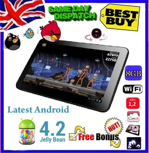 Бесплатная доставка подарок Android Tablet PC 9 "дюймовый Google последние Android 4.2 Двойная Камера Allwinner A13 планшетный ПК 8 ГБ Wi-Fi