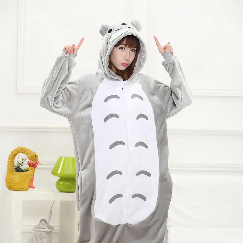 

Totoro Kugurumi Onesies Gray Cat Cartoon Pajama Adult Funny Cute Sleepwear Japanese Anime Character Sleep Suit Couple Overalls